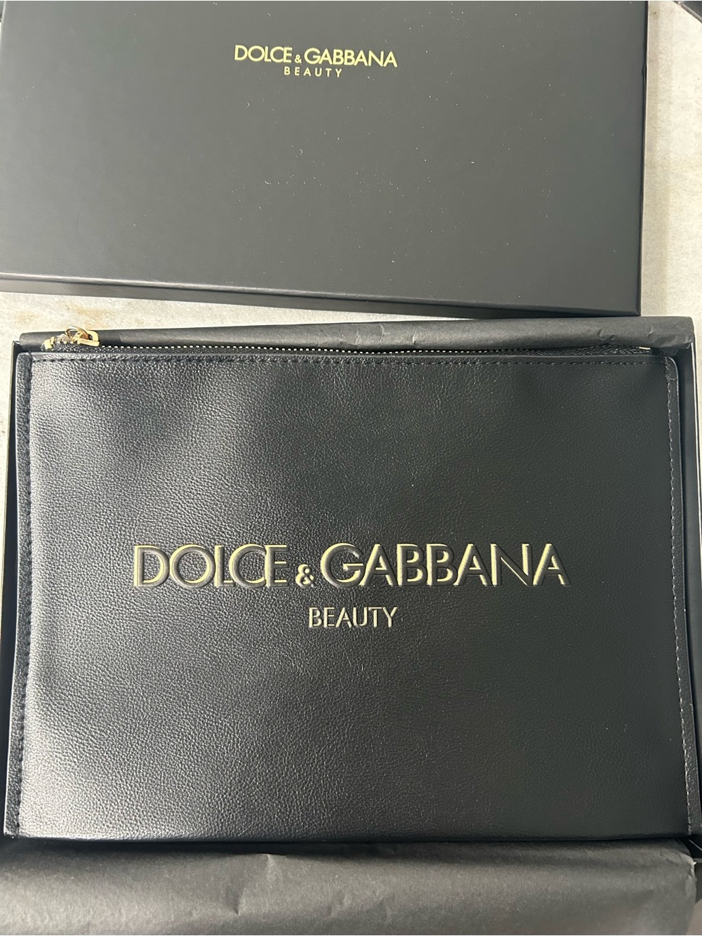 Dolce & Gabbana Beauty Black and Gold Embossed Pouch 💥NWT💥